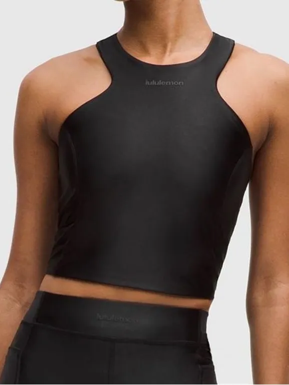 Lululemon Black Satin 2 Racerback Women's Crop Top - Image 3