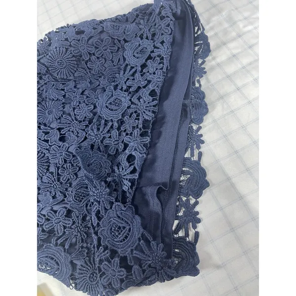 Lulus Navy Blue Floral Crochet Lace Halter Neck Bodycon Mini Dress Style 61976A - Image 7