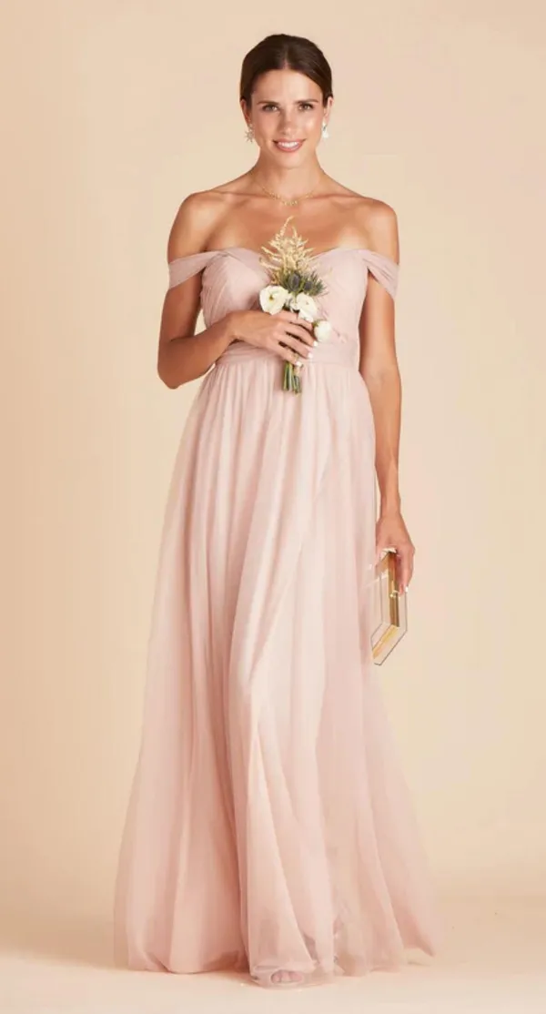 Birdy Grey NWT Christina Convertible Vintage Blush Pink Tulle Maxi Dress - Image 6