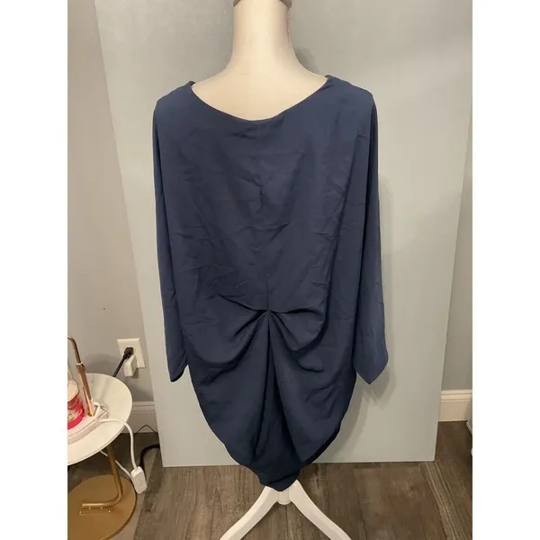 ASOS Womens Dress Navy Blue Zip Front Cocoon Draped Back Size 6 Long - Image 4