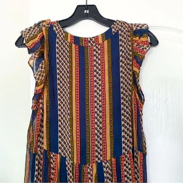 Sézane Dress Dolores Sleeveless Striped Ruffle Maxi Prairie Maya 36 EUC - Image 7
