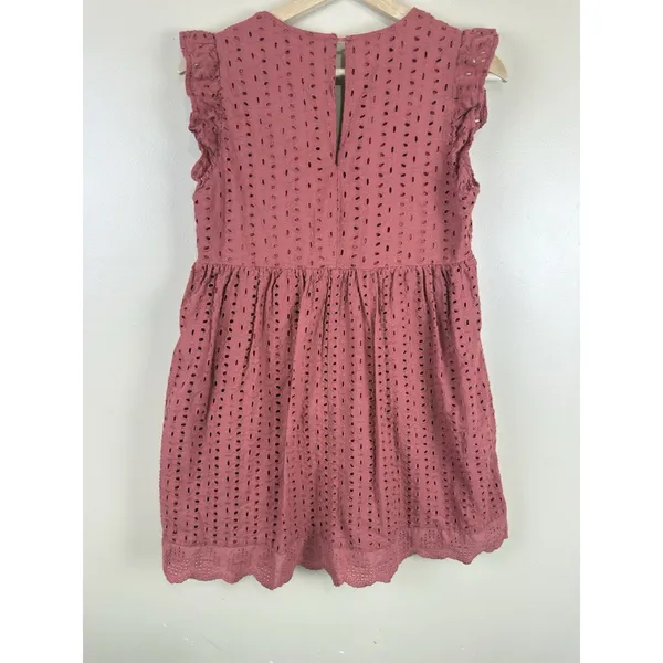 Mustard Seed Rust Eyelet Romper Dress Women’s S Terracotta Ruffle Boho Playsuit - Image 7