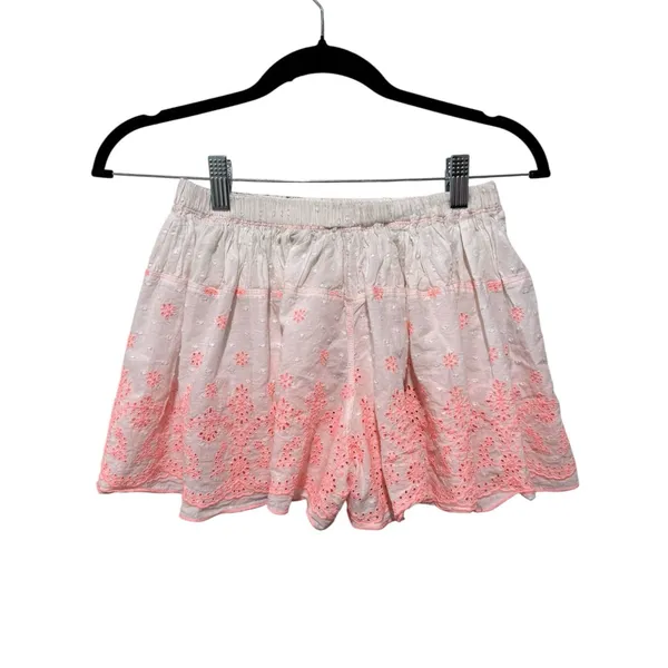 Free People Embroidered Skirt Skort Sz S White Pink Boho Festival Coastal Beach - Image 3