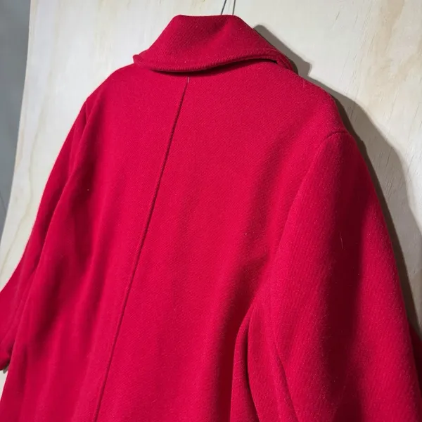 Old Navy Womens Large Long Red Double Breasted Peacoat‎ Trench Coat NWT - Image 9