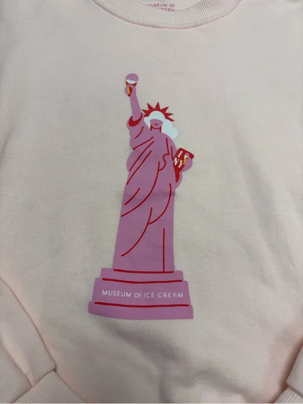 Museum of Ice Cream Statue of Liberty Pink Crewneck Sweatshirt Womens Small - Image 2