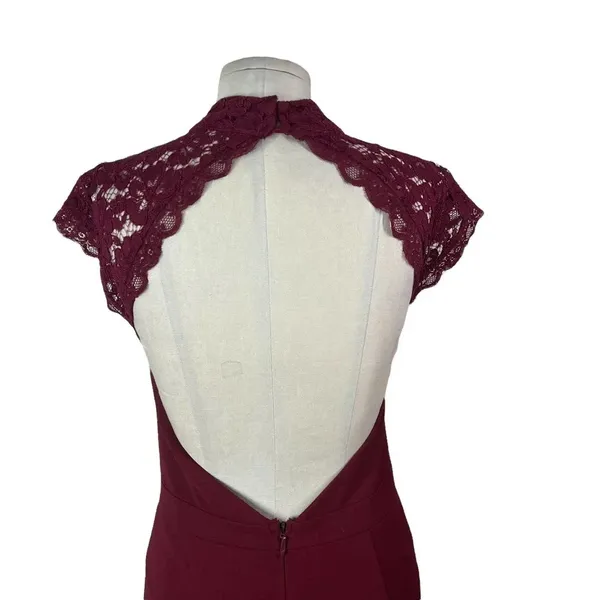 Lulus Crazy About You Burgundy Backless Lace‎ Maxi Dress Size Medium - Image 8