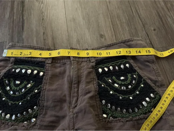 Free People Brown Ipanema Embellished Shorts Sz 3 Boho - Image 2
