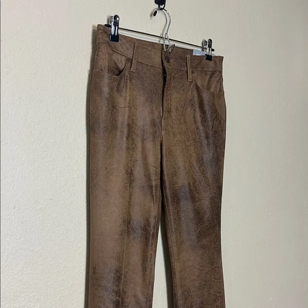 Chico's Faux Suede Worn Luggage 5 Pocket Ponte Slim‎ Pants NWT Size 4 R - Image 4
