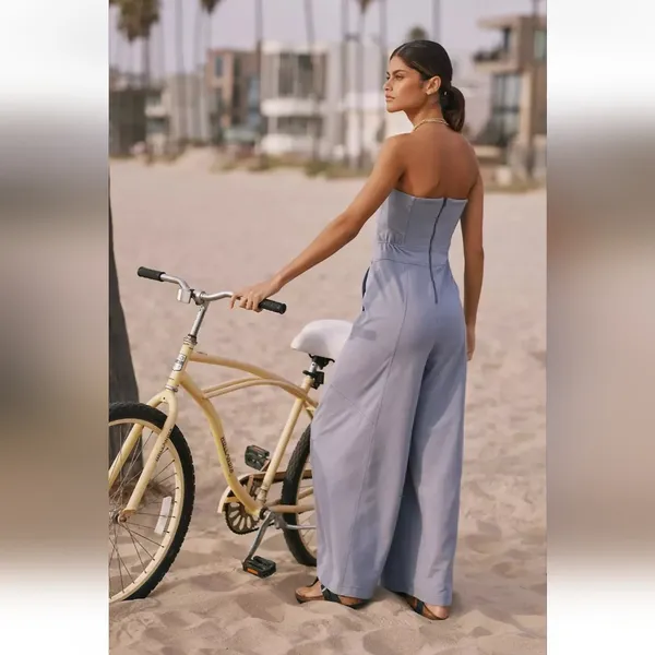 NWT Daily Practice by Anthropologie Strapless Wide-Leg Jumpsuit Size M - Image 2