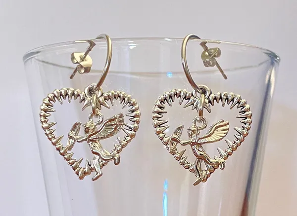 dangle hoop earrings heart angel ⭐️ Original ✨ - Image 2