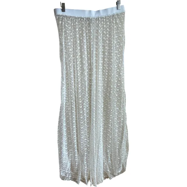 Unbranded Heart Lace Sheer Mesh Pants 2XL White Women Heart Pattern Overlay - Image 5