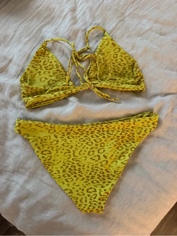 Skatie Yellow Leopard Print Bikini SET - Sarah Top & Cheryl Bottom - Image 2