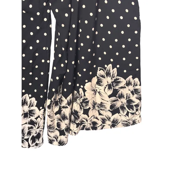 Anthropologie Ett Twa Wide Leg Pants 8 Black Polka Dot Floral Retro Boho - Image 7