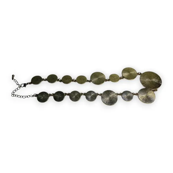 Charming Charlie Enamel Necklace Seafoam Green‎ Gold Tone Graduated Disc 16" - Image 2