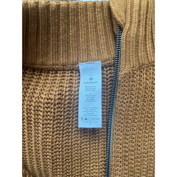 Lululemon‎ Softer Still Cashmere Blend Wrap Zip Sweater M/L athleisure layered - Image 8