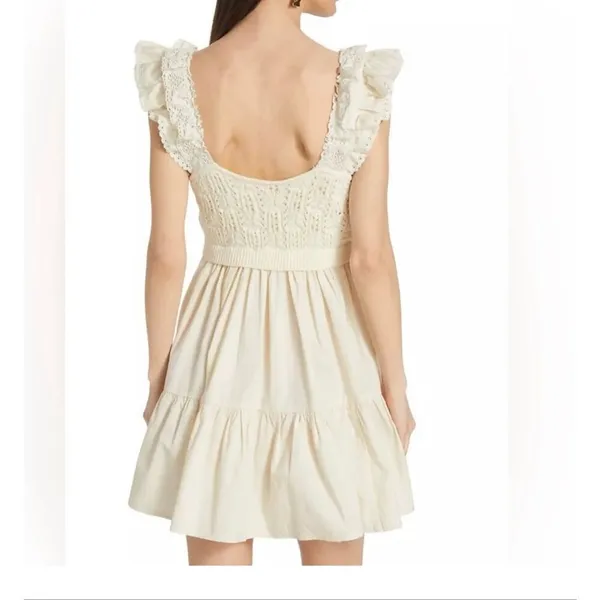 Anthropologie En Saison cream crochet Colette swing dress size sml - Image 2