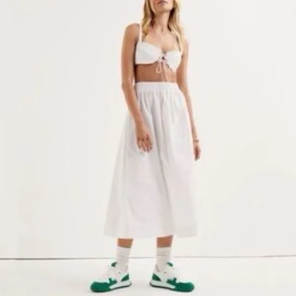 For Love And Lemons White Skirt Set - Both Pieces Linen Vacay Set - Image 3