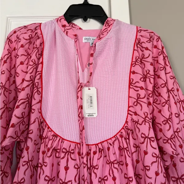 Simply Southern Pink Red Bow Midi Dress NEW NWT - Image 10