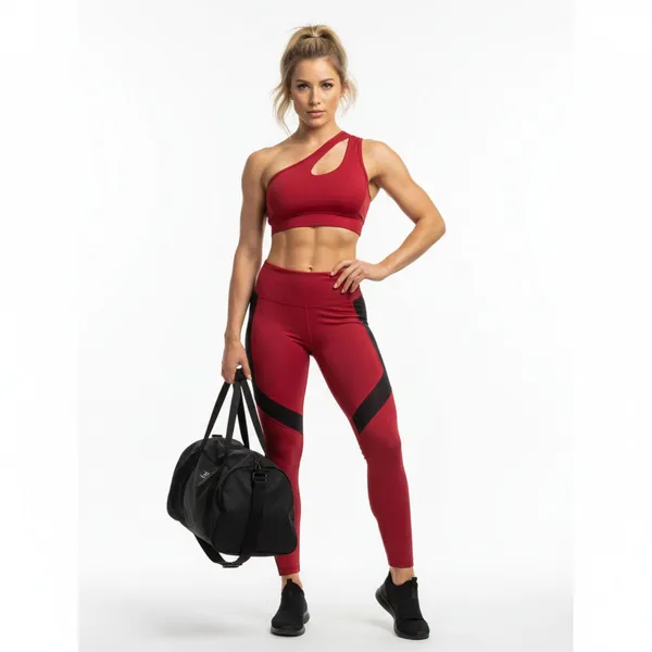 Savvi Red 1 Shoulder Cropped Athletic Sport Top NEW S - Image 6