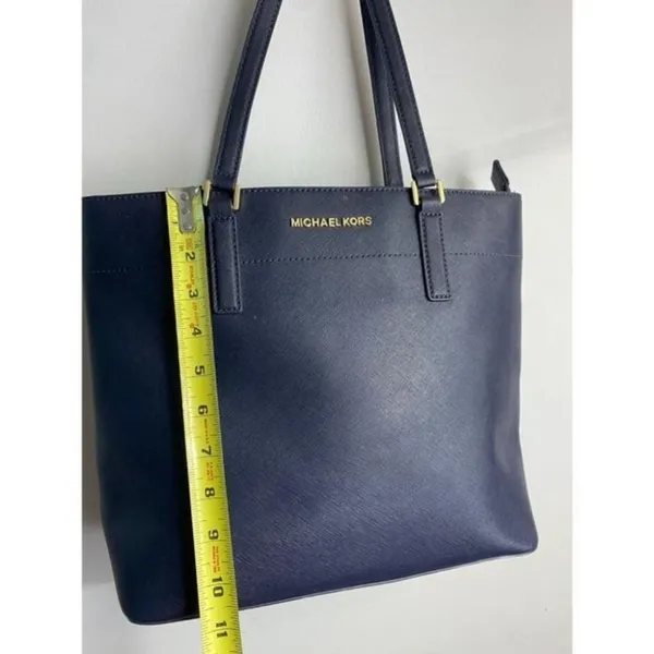 MICHAEL KORS Navy Saffiano Leather Jet Set Tote - Image 3
