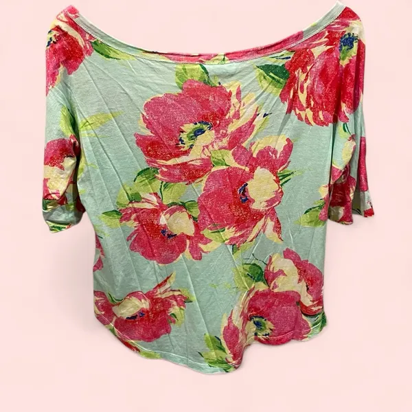 Cute Abercrombie & Fitch floral boat neck lightweight floral top Y2K - Image 4