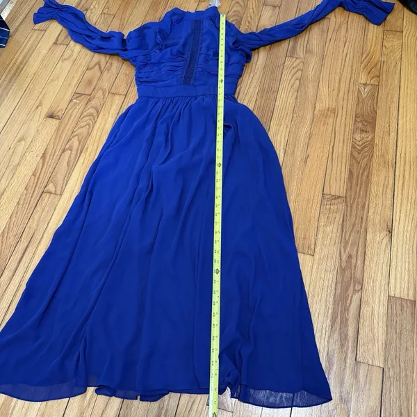 Rachel Parcell NWT Crinkle‎ Chiffon Navy Blue Floral Midi Dress Size 0 - Image 9