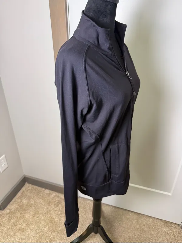 Tuff Athletics Black Full‎ Zip Stretch Jacket Sweatshirt Athleisure Yoga Workout - Image 2