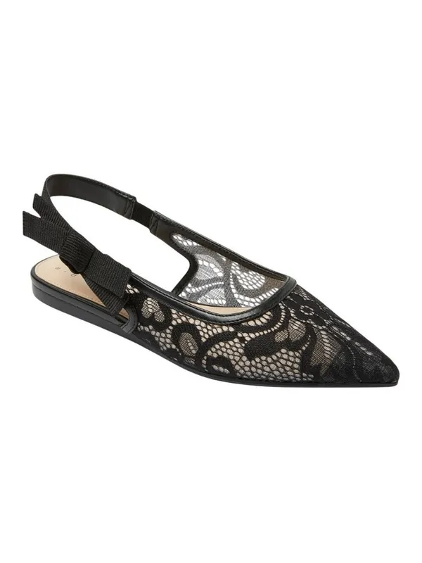 A New Day Womens London Lace Sling Back Bow Flats 94303527 Black 9M - Image 10