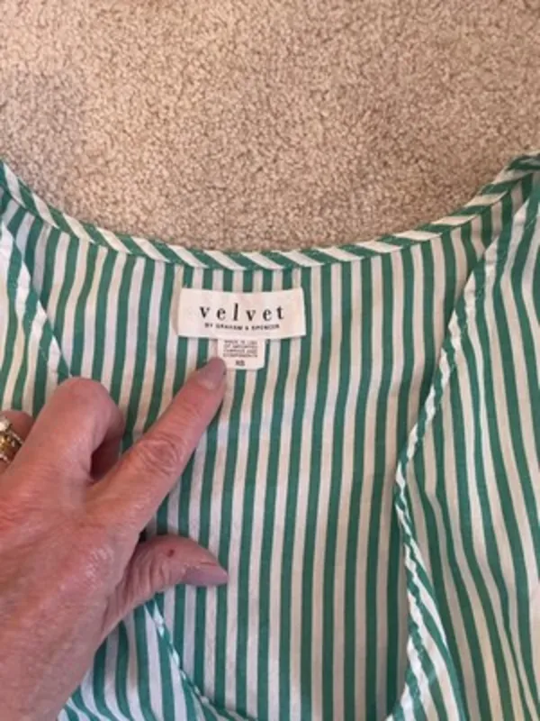 Velvet Tees Velvet by Graham & Spencer Jayel Cotton Stripe‎ Wrap Dress Green Wrap Size XS - Image 10