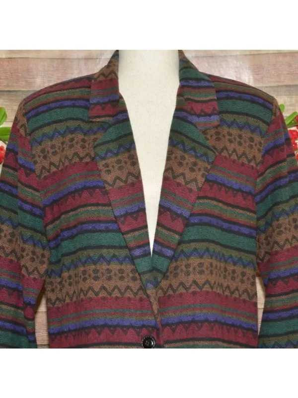 Vintage 90s Tracy Evans Size L Southwestern Aztec Blazer Jacket Boho Western - Image 3