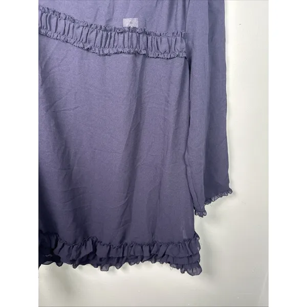 NWT Gap 2009 Top Womens Medium Blue Sheer‎ 3/4 Sleeve Blouse Lightweight - Image 13