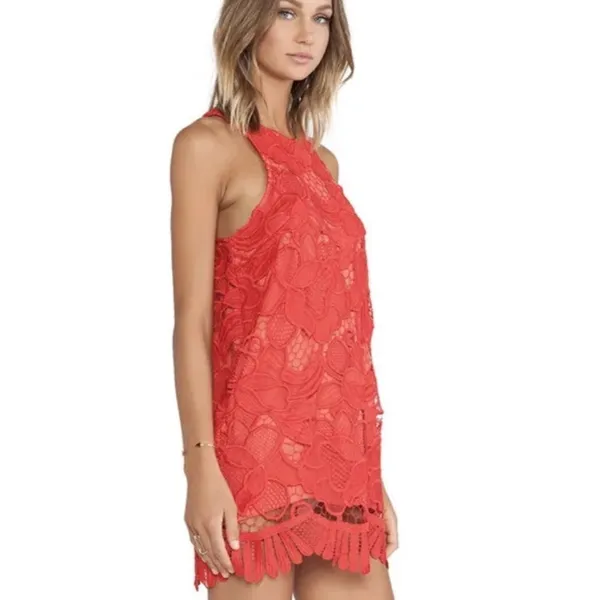 Lovers + friends Caspian red lace sleeveless party cocktail dress size xsmall - Image 3