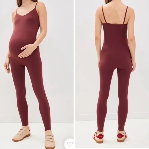 HATCH The Body Rib Unitard Ribbed Jumpsuit Maternity Size Small in Cinnamon - Image 2