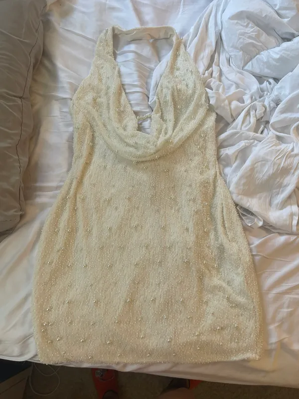 Versailles Deep Plunge Embellished Mini Dress - Image 7