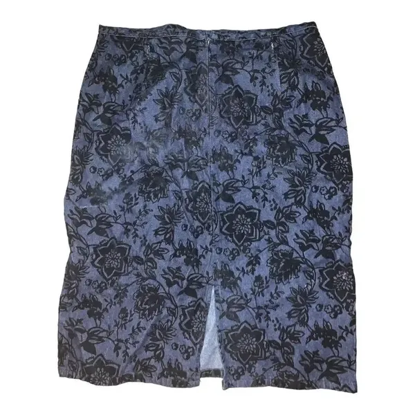 Vintage y2k fairycore flocked velvet denim skirt - Image 4
