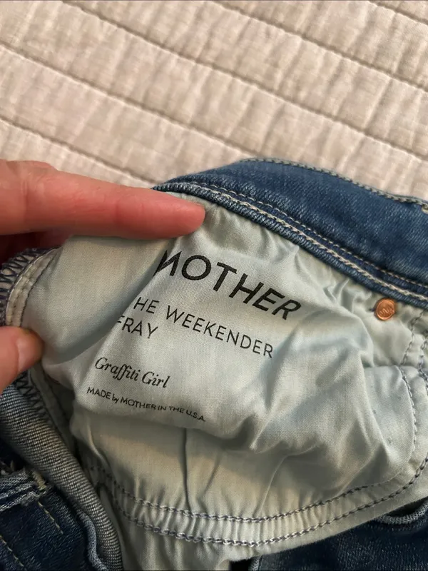 MOTHER The Weekender Fray flare denim Jeans Graffiti‎ Girl Wash 28” - Image 15