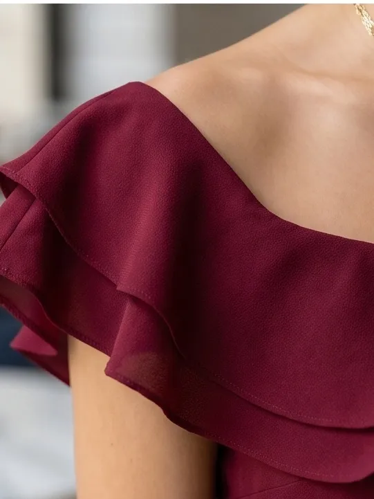 Lulu's Burgundy Off-Shoulder Ruffle Midi Dress - Image 5
