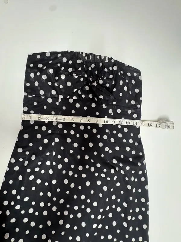 Jill Michelle Black Ad‎ White Polka Dot Strapless Midi Dress - Size 8. - Image 9