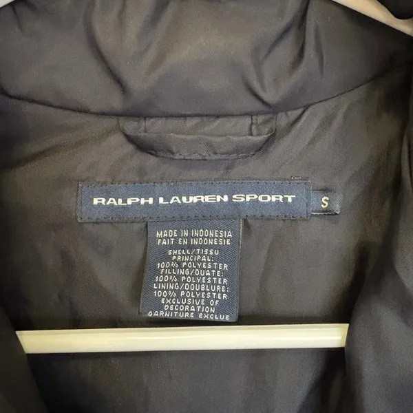 Ralph Lauren Sport Jacket Quilted Light Puffer Navy Coat Small Accent Cuffs Logo - Image 3