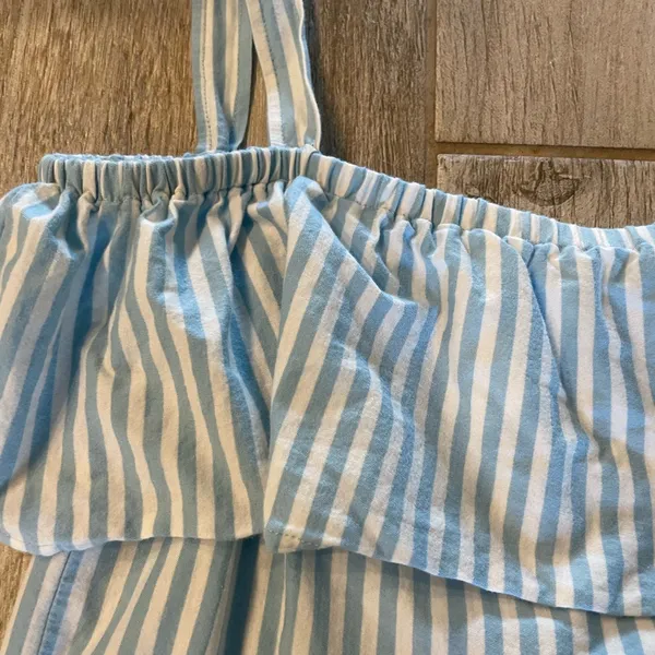 J.Crew Blue and White Striped Off the Shoulder Top Size S - Image 4