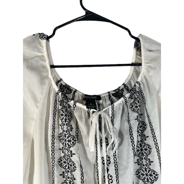 WHBM Embroidered Paisley Bohemian Style Long Sleeve Intricate Blouse Women Med - Image 6