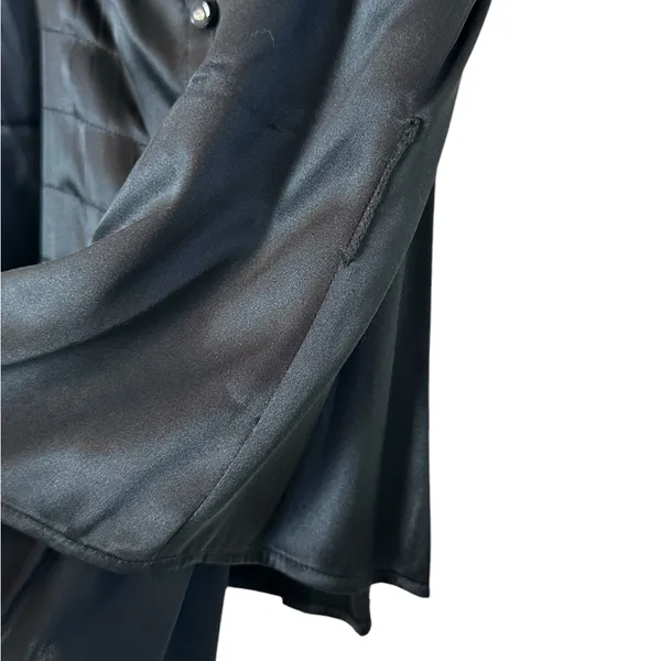 Y2K Black Silk Sleeveless Blouse Ruffle Trim Dark Romantic Whimsigoth Renfaire - Image 7