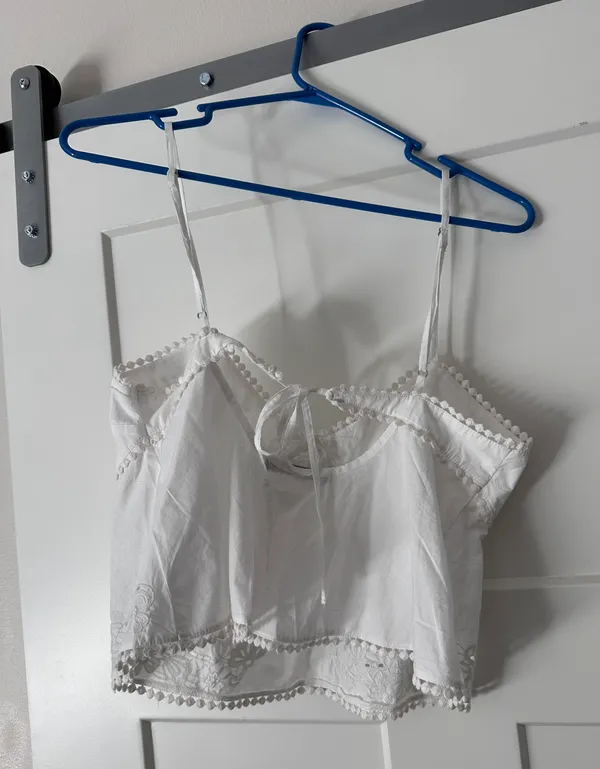 ZARA White Embroiled Poplin Top - Image 2