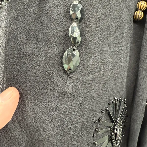 Anthropologie Yoana‎ Baraschi 100% Silk Black Beaded Sleeveless Top Sz S - Image 7