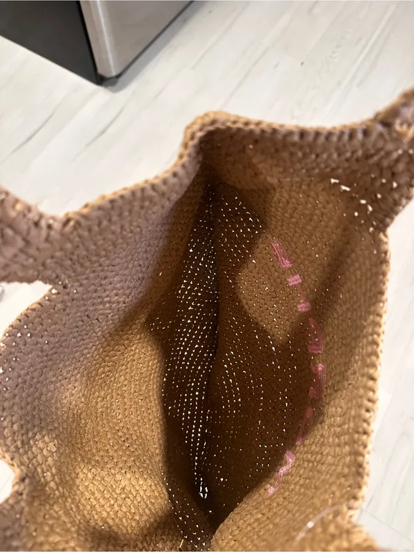 Morphe Brown Crochet Tote with Pink Logo - Image 2