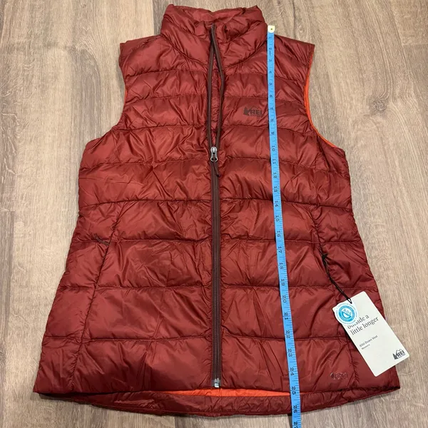 REI Womens Down Puffer Vest 650 2.0 Orange Cabin Wood Size Small Water Repellent - Image 11