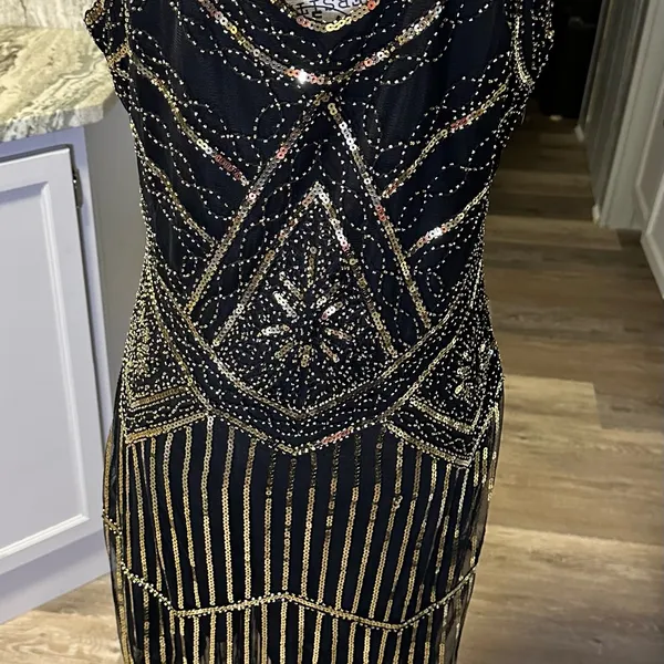 1920’s Flapper Style dress with fringe - Image 2