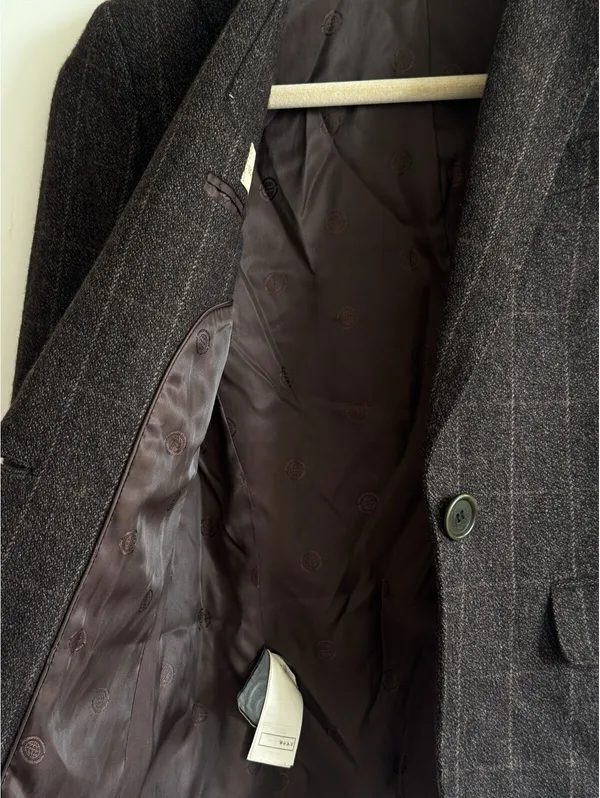 Max Studio Women’s 100% Pure Cashmere Plaid Blazer Jacket Brown Size 0 - Image 6