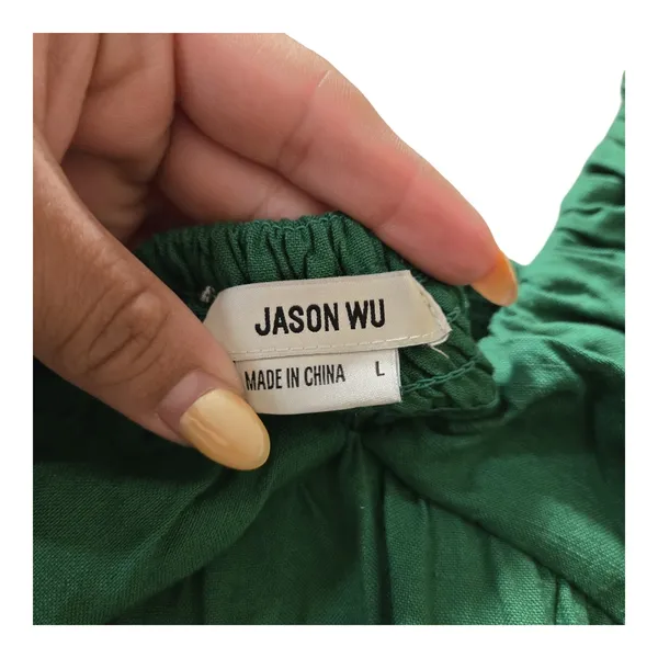 Jason Wu Emerald Green Ruffle V-Neck Tiered Maxi Women's Dress‎ Size: L - Image 6