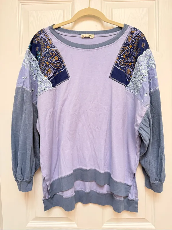 Free People "We The Free" Feelin' It Long Sleeve Top Boho Purple Medium‎ - Image 2